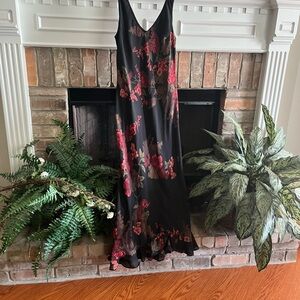 Elegant Black and Red Asymmetrical V-Neck Cocktail Maxi Dress